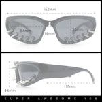 Gothic Bold Edgy Thorn Stud 90s Sporty Wrap Plastic Punk Sunglasses