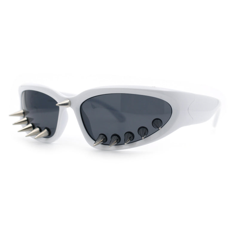Gothic Bold Edgy Thorn Stud 90s Sporty Wrap Plastic Punk Sunglasses