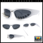 Gothic Bold Edgy Thorn Stud 90s Sporty Wrap Plastic Punk Sunglasses