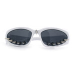 Gothic Bold Edgy Thorn Stud 90s Sporty Wrap Plastic Punk Sunglasses