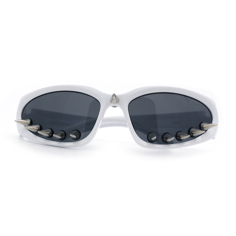 Gothic Bold Edgy Thorn Stud 90s Sporty Wrap Plastic Punk Sunglasses