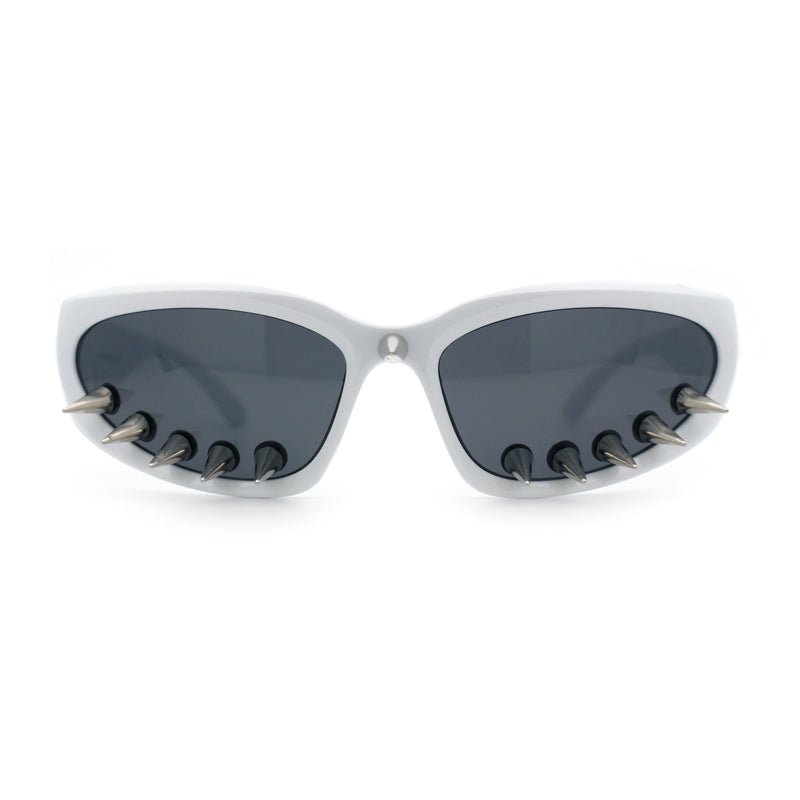 Gothic Bold Edgy Thorn Stud 90s Sporty Wrap Plastic Punk Sunglasses