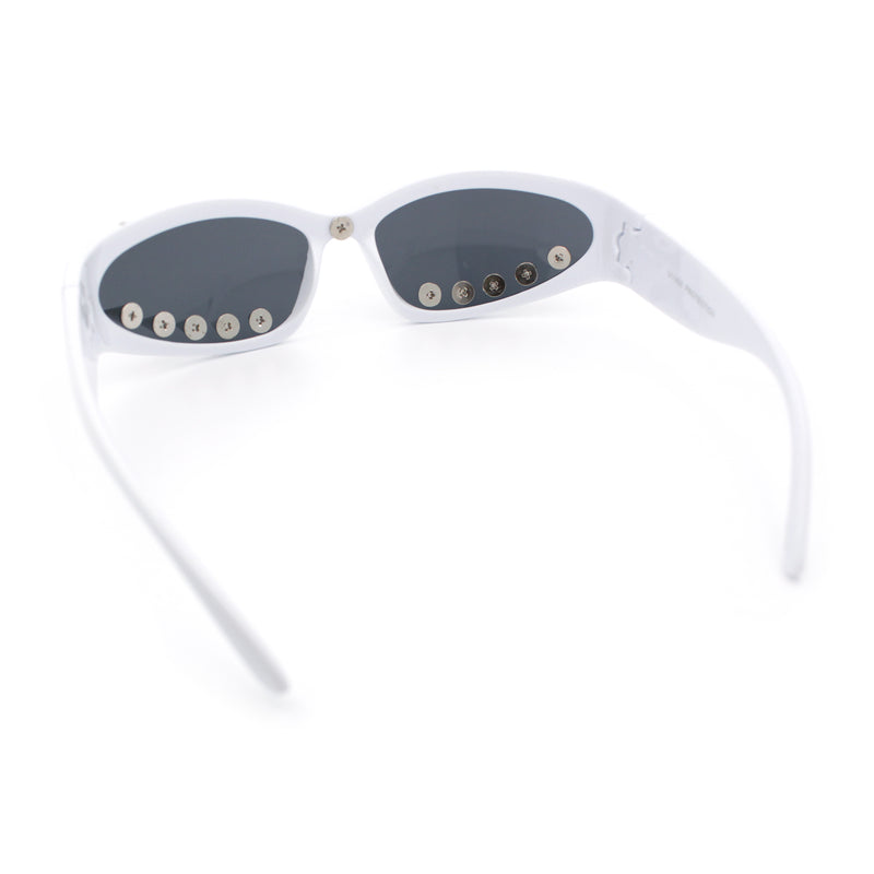 Gothic Bold Edgy Thorn Stud 90s Sporty Wrap Plastic Punk Sunglasses