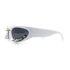 Gothic Bold Edgy Thorn Stud 90s Sporty Wrap Plastic Punk Sunglasses