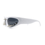 Gothic Bold Edgy Thorn Stud 90s Sporty Wrap Plastic Punk Sunglasses