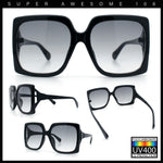Womens Mod Designer Rectangular Butterfly Thick Plastic Fashion Sunglasses