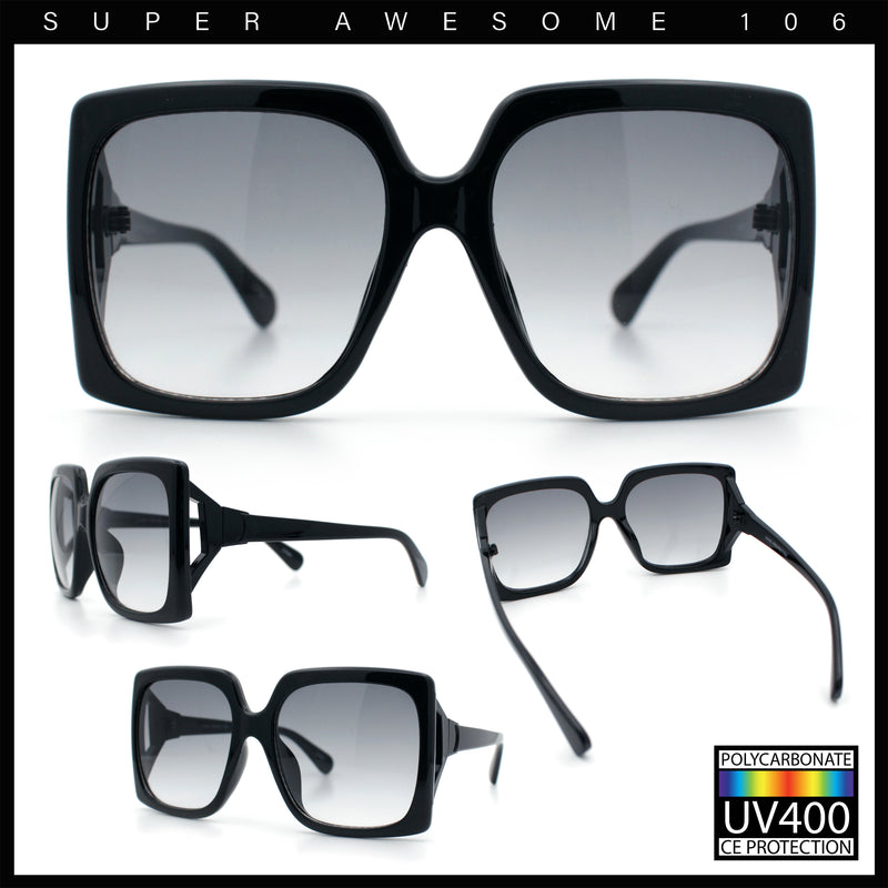 Womens Mod Designer Rectangular Butterfly Thick Plastic Fashion Sunglasses