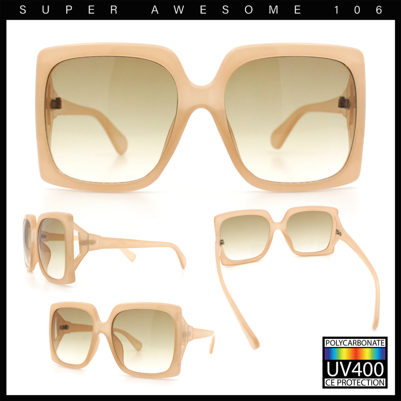 Womens Mod Designer Rectangular Butterfly Thick Plastic Fashion Sunglasses
