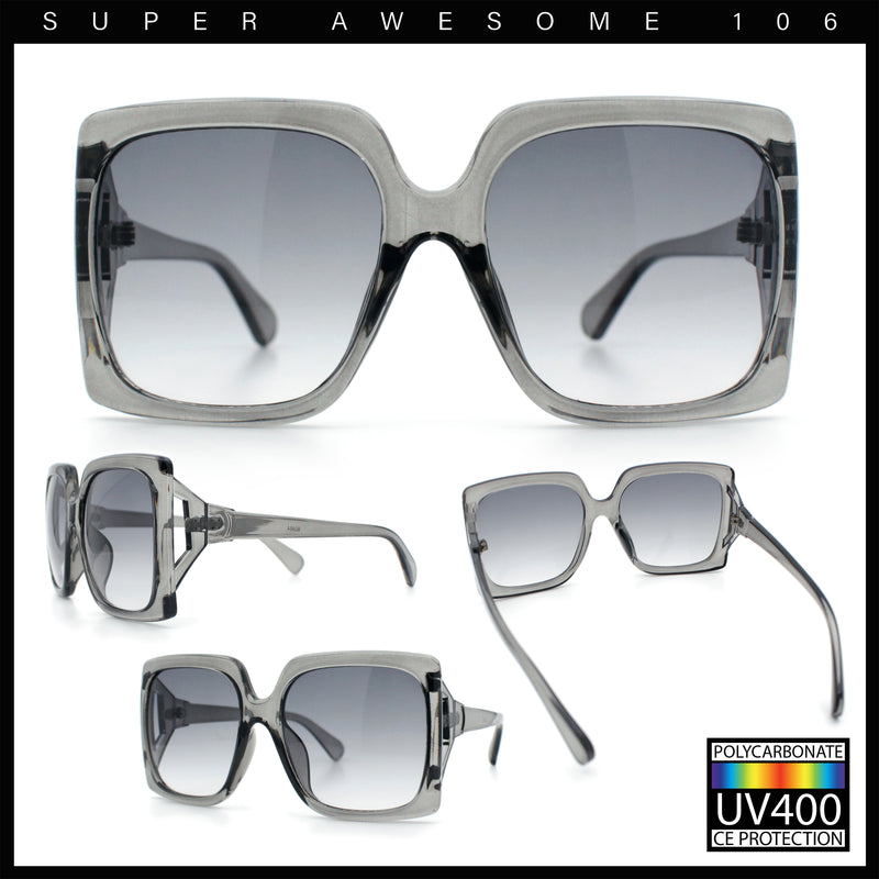 Womens Mod Designer Rectangular Butterfly Thick Plastic Fashion Sunglasses