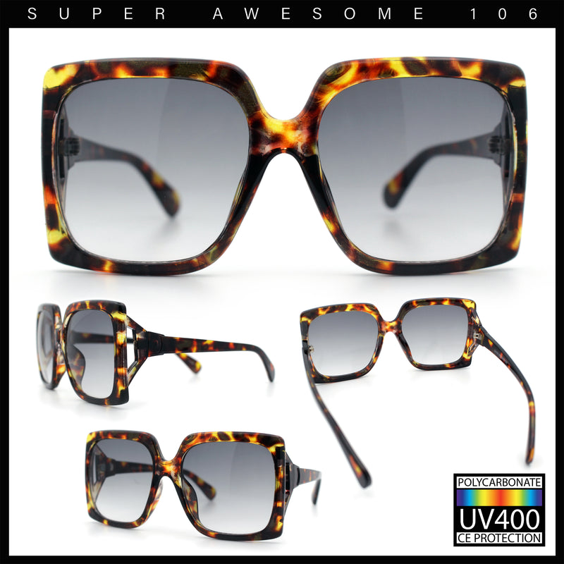 Womens Mod Designer Rectangular Butterfly Thick Plastic Fashion Sunglasses