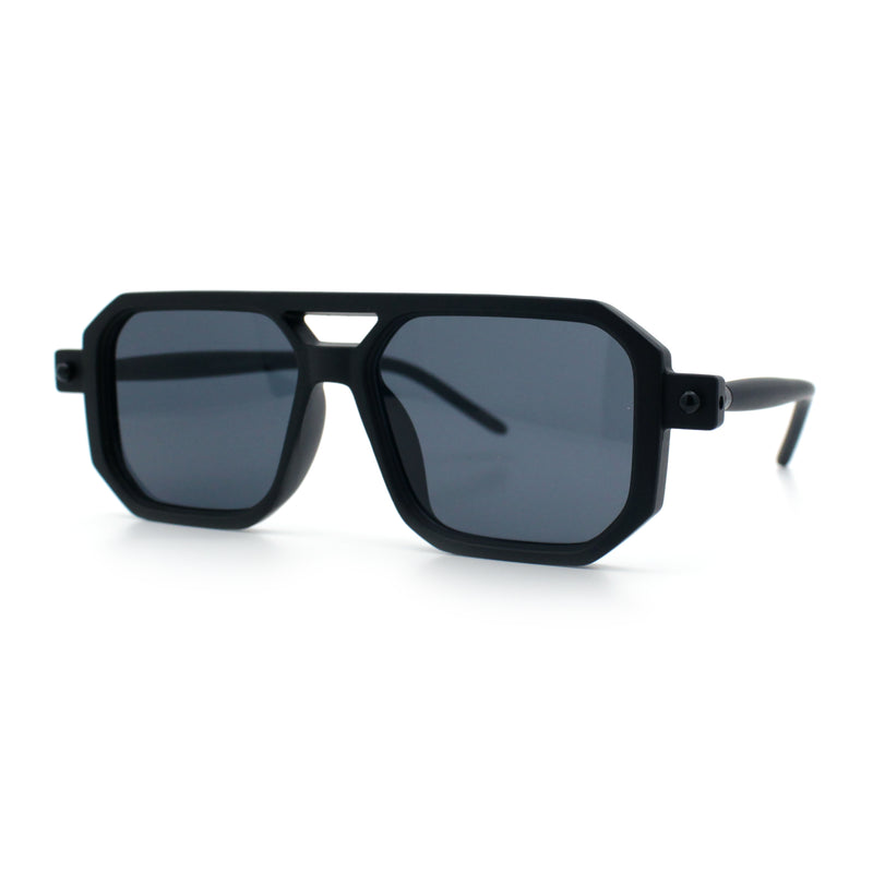 Vintage Vibe Octagonal Geometric Beveled Frame Racer Plastic Sunglasses