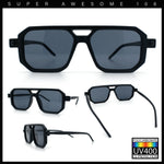 Vintage Vibe Octagonal Geometric Beveled Frame Racer Plastic Sunglasses