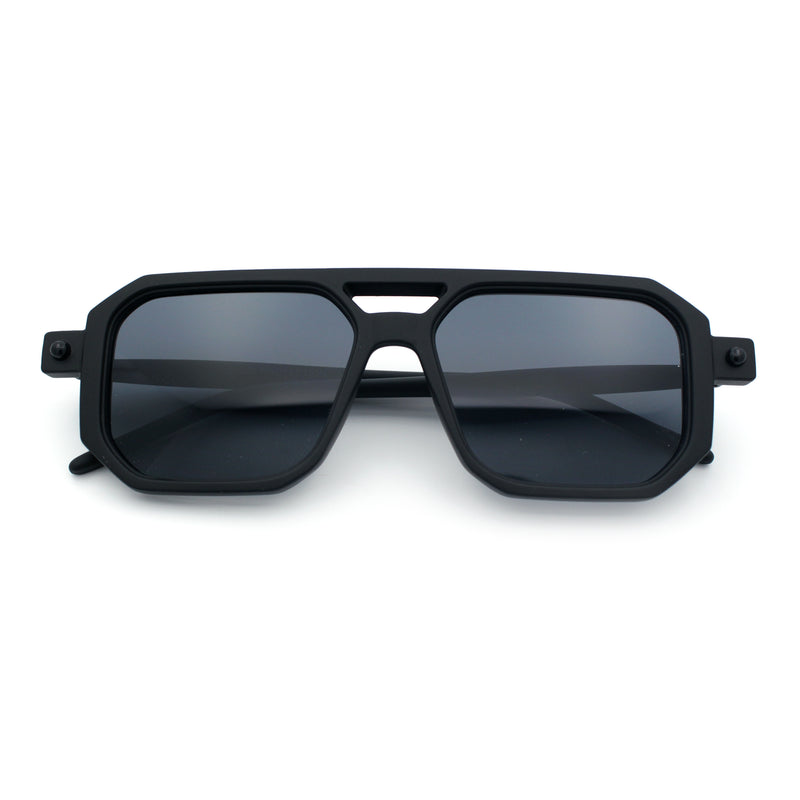 Vintage Vibe Octagonal Geometric Beveled Frame Racer Plastic Sunglasses