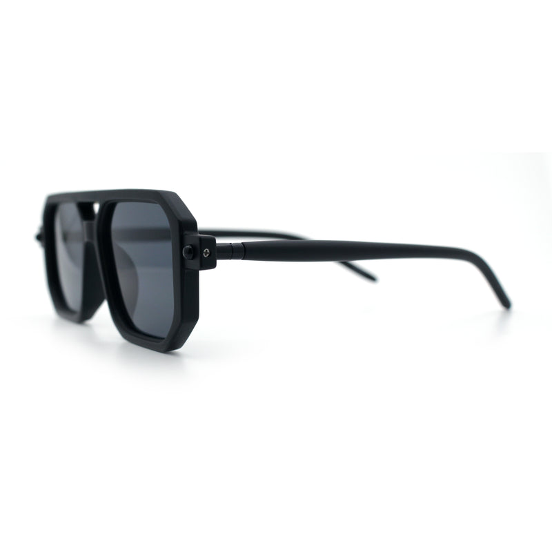 Vintage Vibe Octagonal Geometric Beveled Frame Racer Plastic Sunglasses