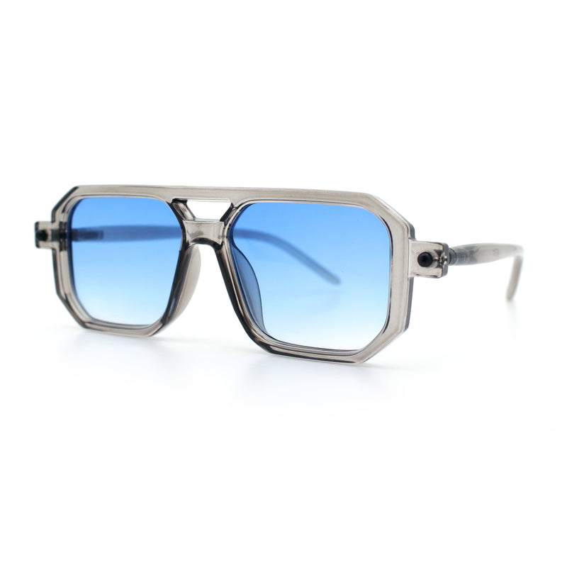 Vintage Vibe Octagonal Geometric Beveled Frame Racer Plastic Sunglasses