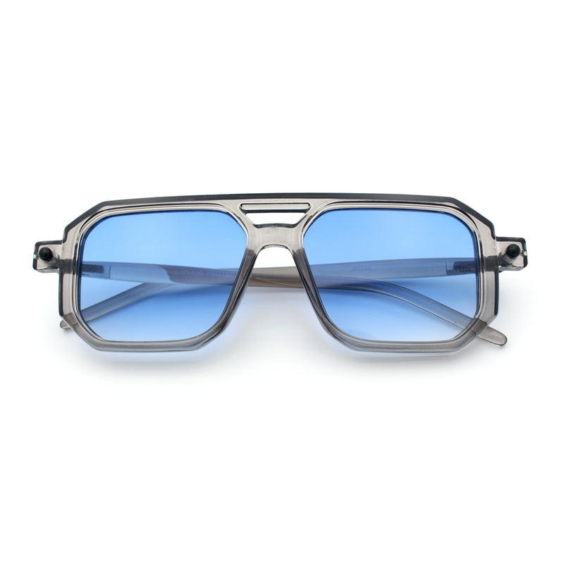 Vintage Vibe Octagonal Geometric Beveled Frame Racer Plastic Sunglasses
