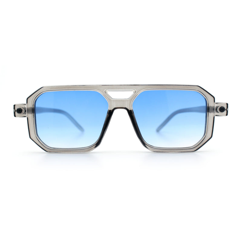 Vintage Vibe Octagonal Geometric Beveled Frame Racer Plastic Sunglasses
