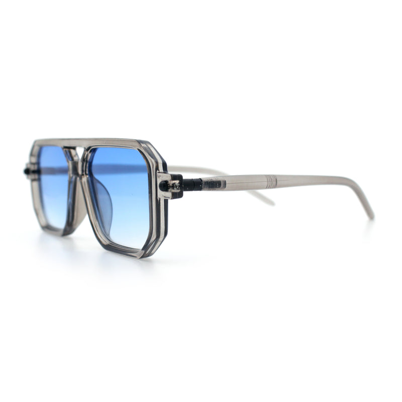 Vintage Vibe Octagonal Geometric Beveled Frame Racer Plastic Sunglasses