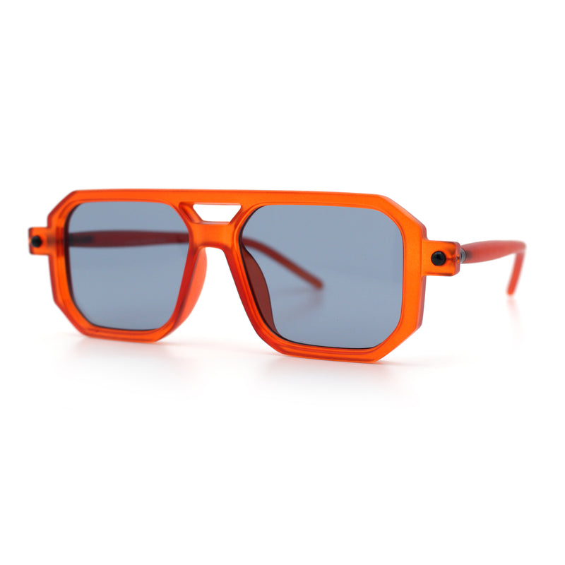 Vintage Vibe Octagonal Geometric Beveled Frame Racer Plastic Sunglasses
