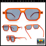 Vintage Vibe Octagonal Geometric Beveled Frame Racer Plastic Sunglasses