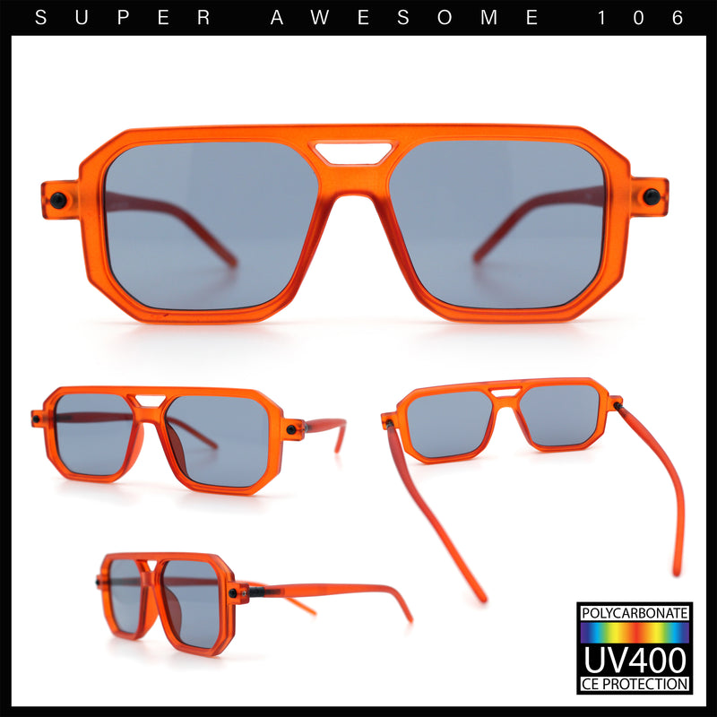 Vintage Vibe Octagonal Geometric Beveled Frame Racer Plastic Sunglasses