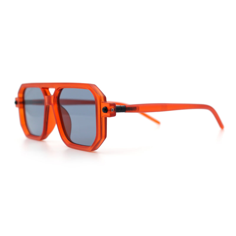 Vintage Vibe Octagonal Geometric Beveled Frame Racer Plastic Sunglasses
