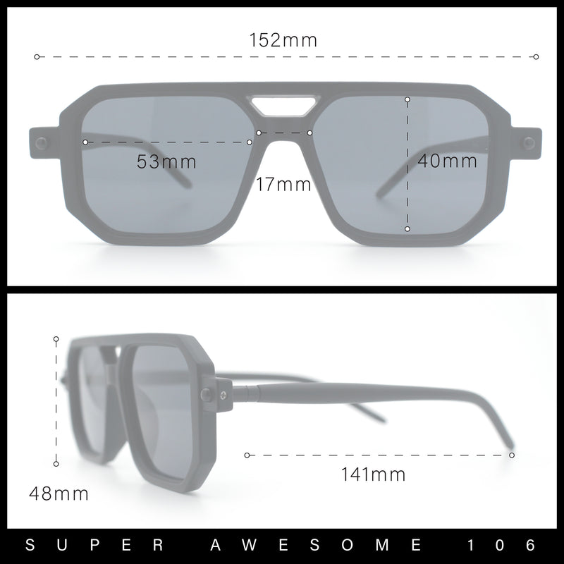 Vintage Vibe Octagonal Geometric Beveled Frame Racer Plastic Sunglasses