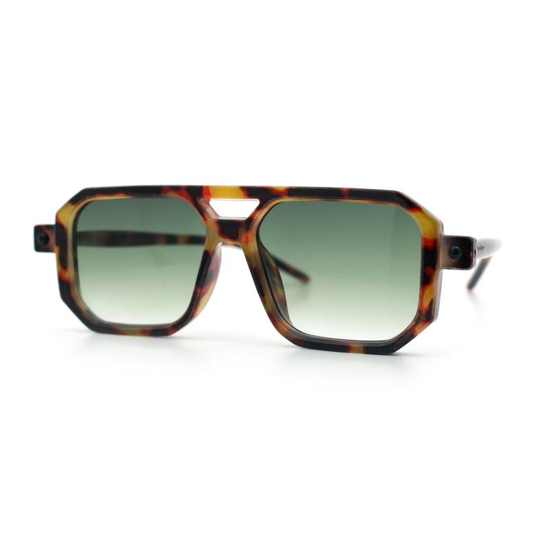 Vintage Vibe Octagonal Geometric Beveled Frame Racer Plastic Sunglasses