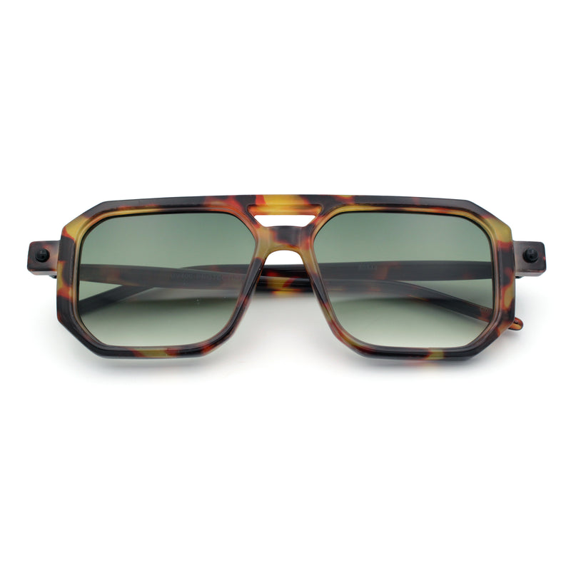 Vintage Vibe Octagonal Geometric Beveled Frame Racer Plastic Sunglasses
