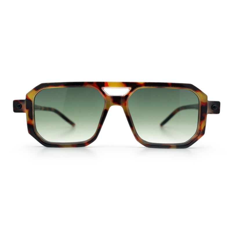 Vintage Vibe Octagonal Geometric Beveled Frame Racer Plastic Sunglasses