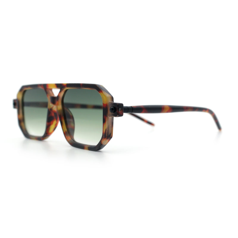 Vintage Vibe Octagonal Geometric Beveled Frame Racer Plastic Sunglasses
