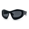 Pure Y2K Exaggerated Thick Plastic Sport Wrap Around Rectangular Sunglasses