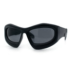 Pure Y2K Exaggerated Thick Plastic Sport Wrap Around Rectangular Sunglasses