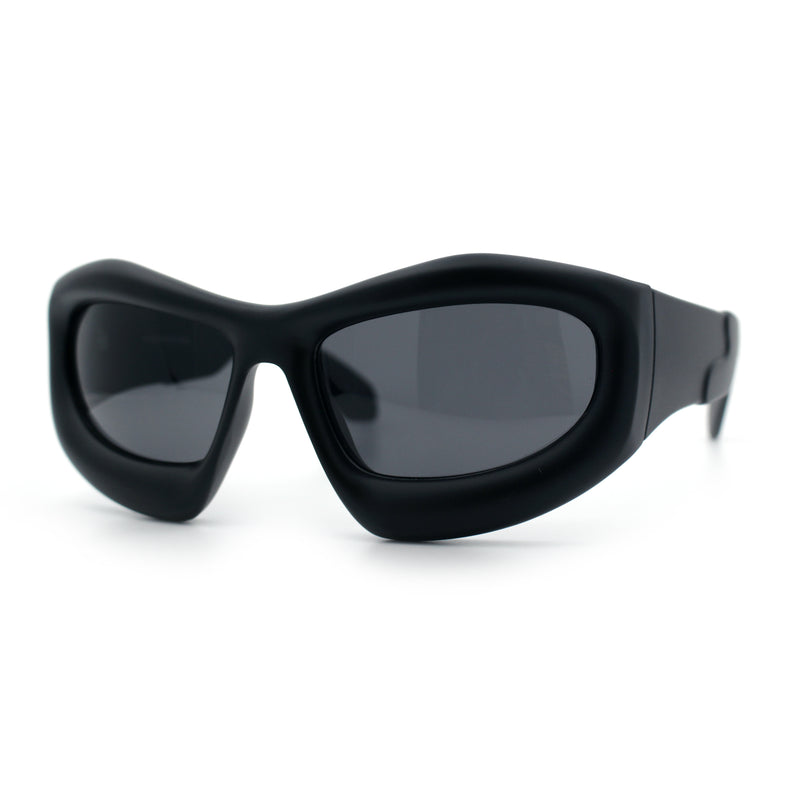 Pure Y2K Exaggerated Thick Plastic Sport Wrap Around Rectangular Sunglasses