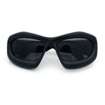 Pure Y2K Exaggerated Thick Plastic Sport Wrap Around Rectangular Sunglasses
