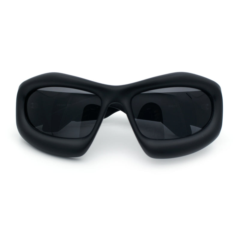 Pure Y2K Exaggerated Thick Plastic Sport Wrap Around Rectangular Sunglasses