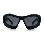Pure Y2K Exaggerated Thick Plastic Sport Wrap Around Rectangular Sunglasses