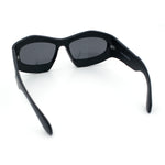Pure Y2K Exaggerated Thick Plastic Sport Wrap Around Rectangular Sunglasses