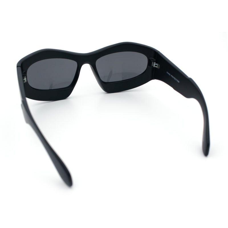 Pure Y2K Exaggerated Thick Plastic Sport Wrap Around Rectangular Sunglasses