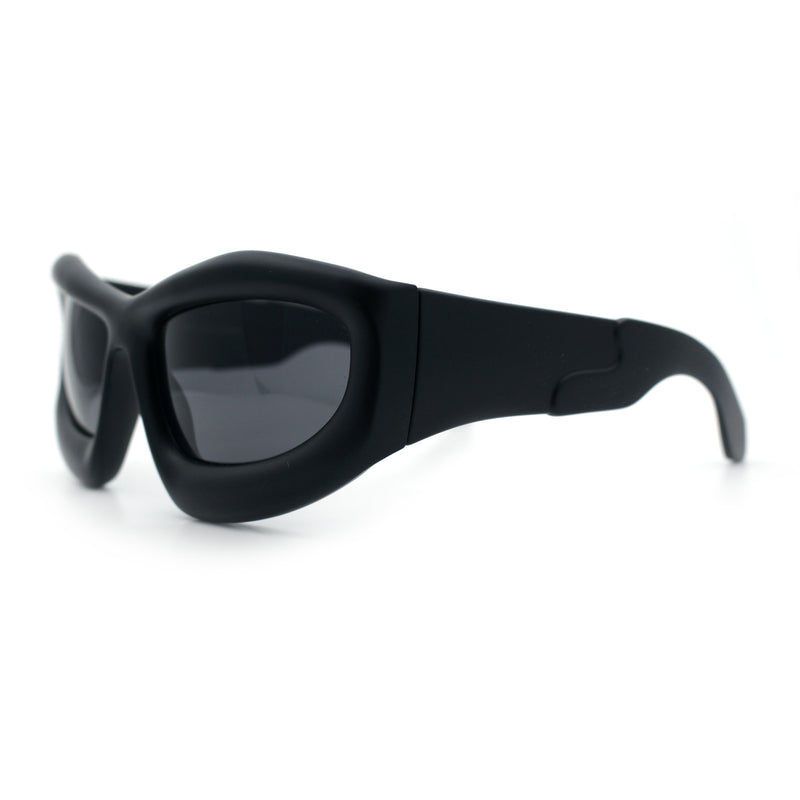 Pure Y2K Exaggerated Thick Plastic Sport Wrap Around Rectangular Sunglasses
