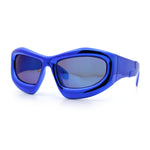 Pure Y2K Exaggerated Thick Plastic Sport Wrap Around Rectangular Sunglasses