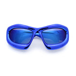 Pure Y2K Exaggerated Thick Plastic Sport Wrap Around Rectangular Sunglasses