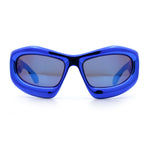Pure Y2K Exaggerated Thick Plastic Sport Wrap Around Rectangular Sunglasses
