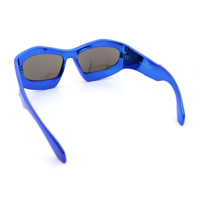 Pure Y2K Exaggerated Thick Plastic Sport Wrap Around Rectangular Sunglasses