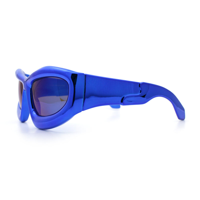 Pure Y2K Exaggerated Thick Plastic Sport Wrap Around Rectangular Sunglasses