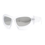 Pure Y2K Exaggerated Thick Plastic Sport Wrap Around Rectangular Sunglasses