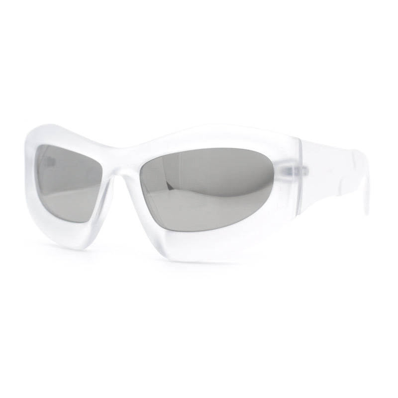 Pure Y2K Exaggerated Thick Plastic Sport Wrap Around Rectangular Sunglasses