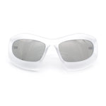 Pure Y2K Exaggerated Thick Plastic Sport Wrap Around Rectangular Sunglasses