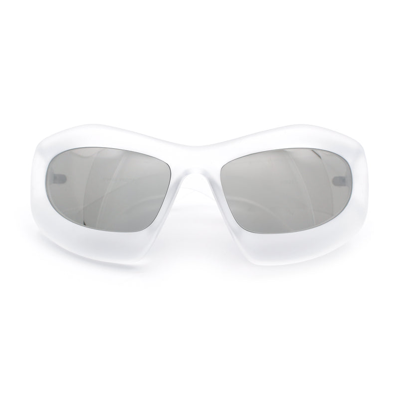 Pure Y2K Exaggerated Thick Plastic Sport Wrap Around Rectangular Sunglasses