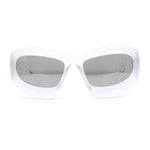 Pure Y2K Exaggerated Thick Plastic Sport Wrap Around Rectangular Sunglasses